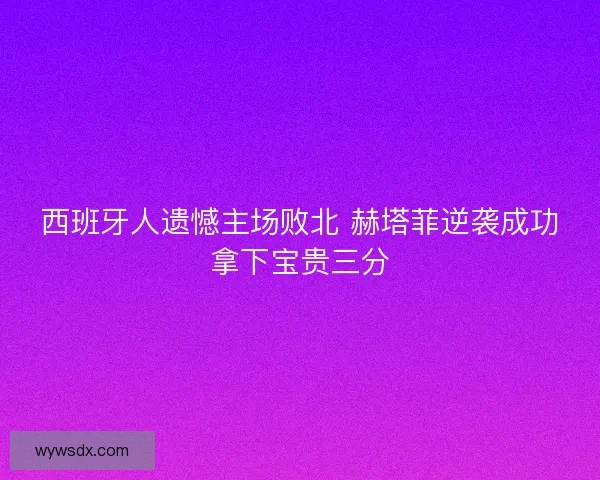西班牙人遗憾主场败北 赫塔菲逆袭成功拿下宝贵三分